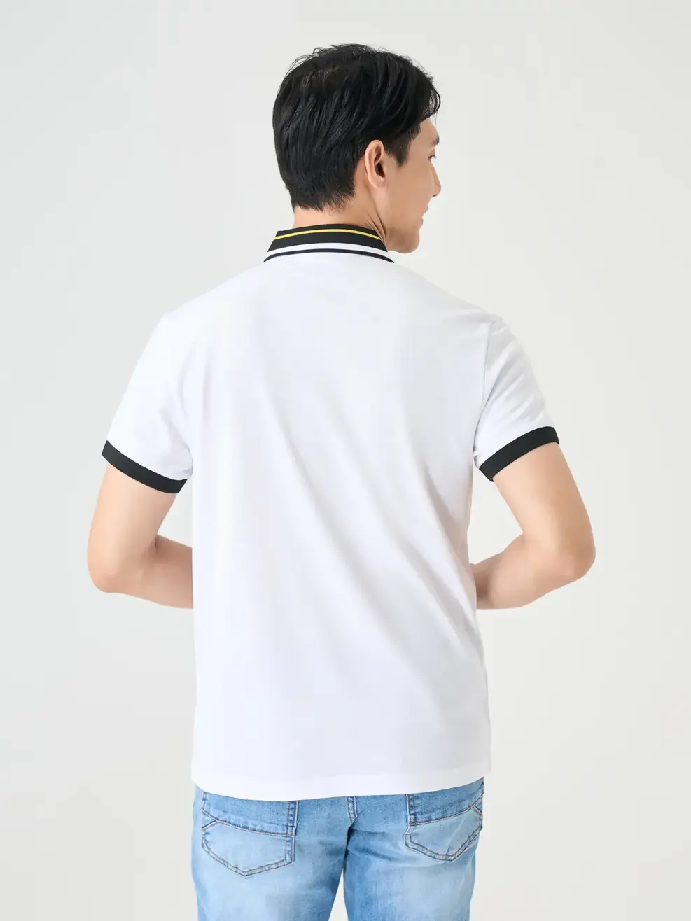 Polo Nam Cafe Dệt Tổ Ong Phối Bo Nổi Bật - Trắng - 3XL