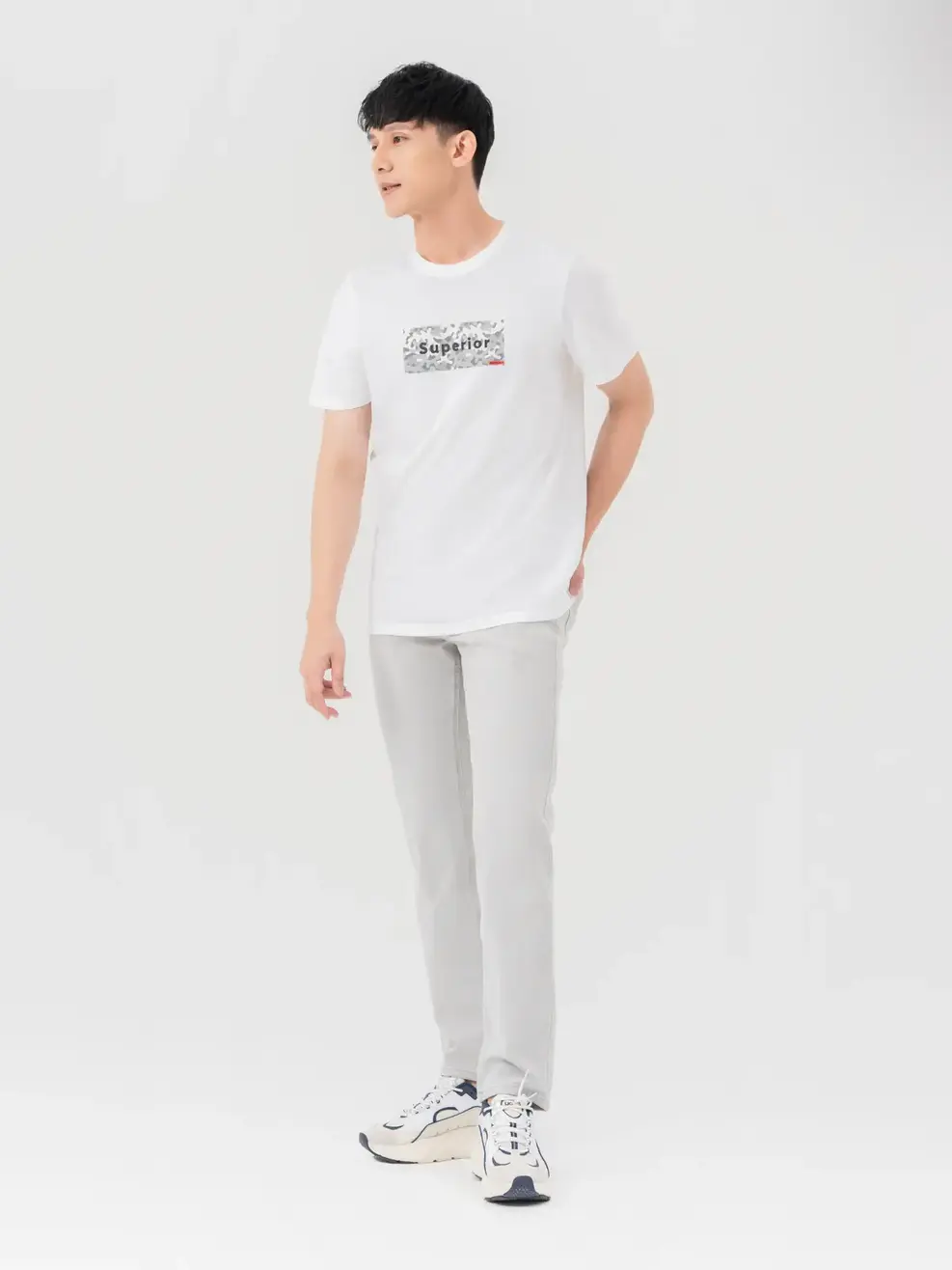 T-shirt Nam In Superior Cotton Usa - Trắng 1 - M
