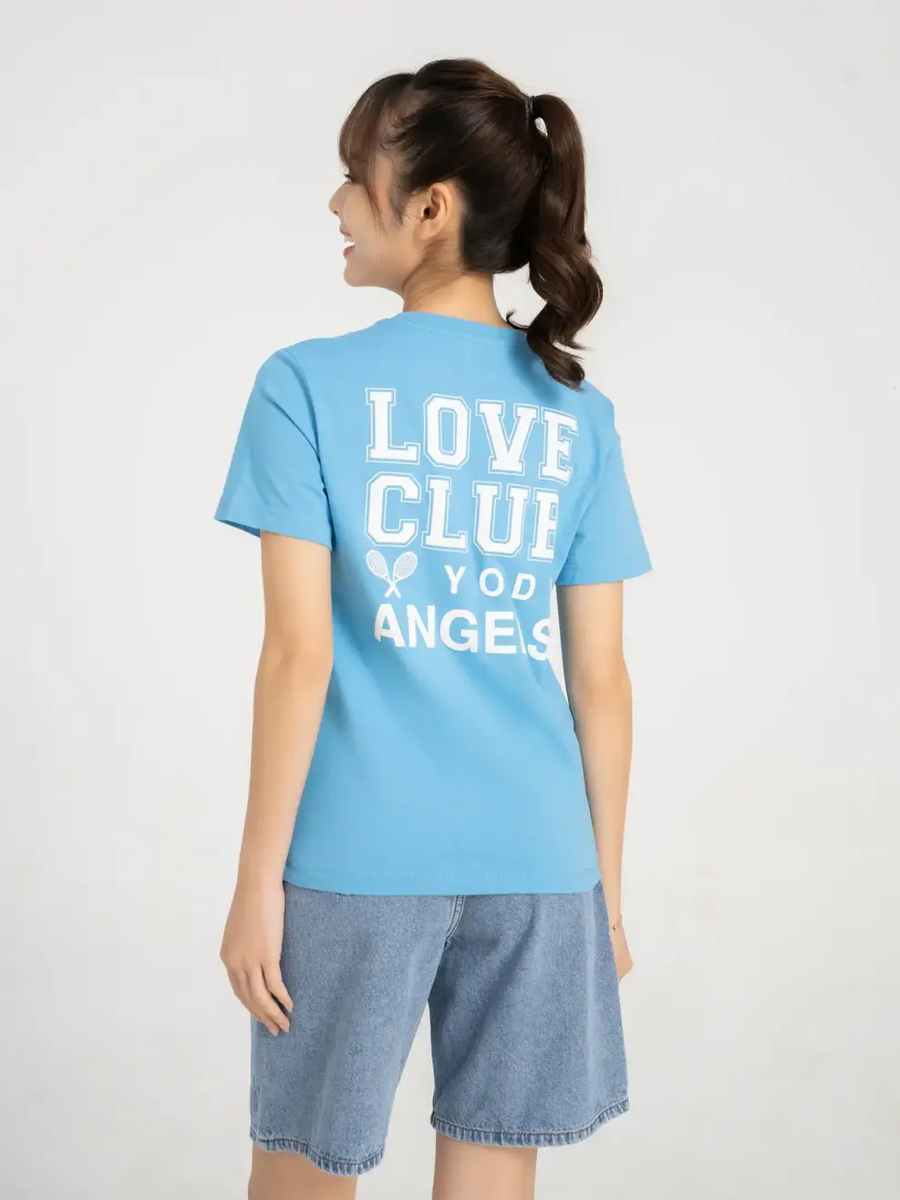 Áo Tshirt nữ in club - Xanh Biển - L