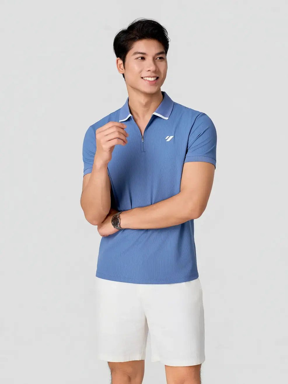 Áo Polo Nam Slim Có Khóa Kéo - Màu xanh da trời 113 - M