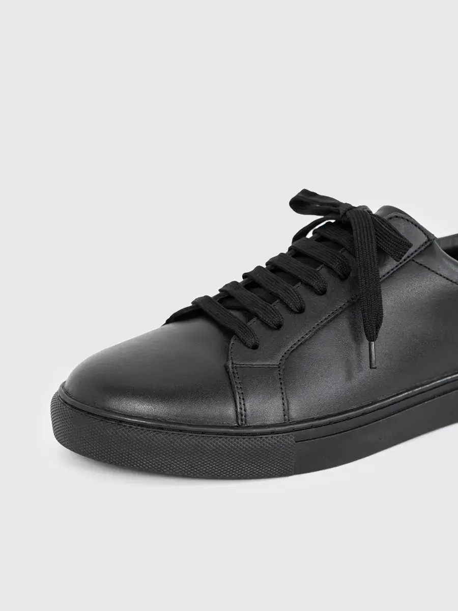 Giày Nam Sneaker Da Nappa - Đen - 40