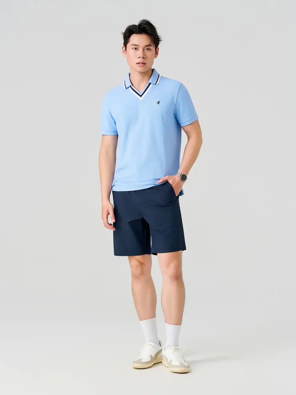 Áo Polo Bo Phối Màu - Xanh da trời 050 - M