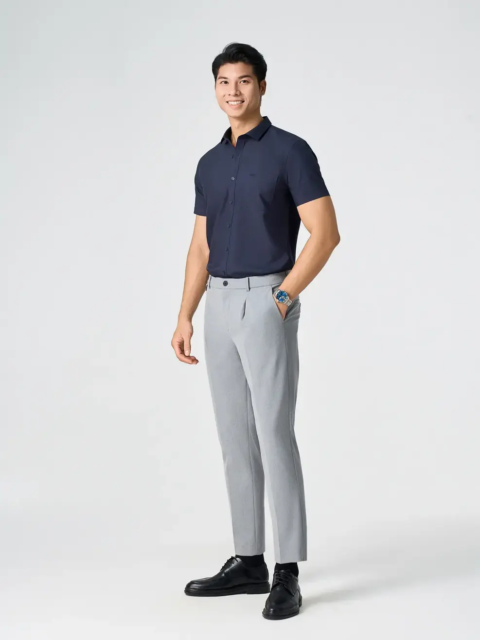 Áo Sơ Mi Nam Cộc Tay Túi 3M (SNM5005) - TÍM THAN 069 - M