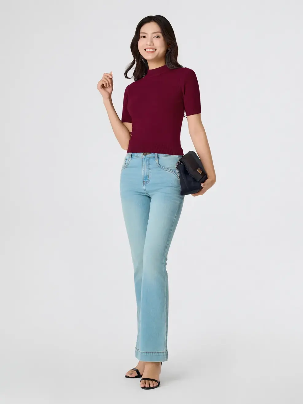 Áo Len Nữ Ngắn Tay Bo Gấu - Đỏ 033 - M