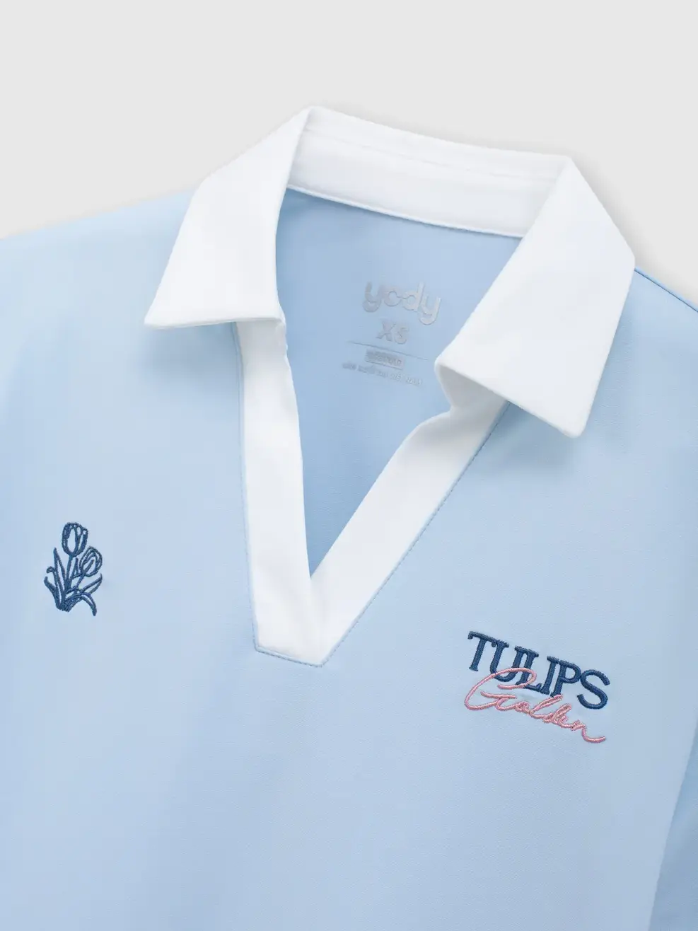 Áo Polo Nữ Cổ V Thêu Hình - Xanh Da Trời 084 - XL
