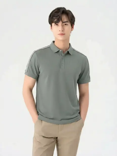 Áo polo nam s.cafe dệt tổ ong phối dây dệt