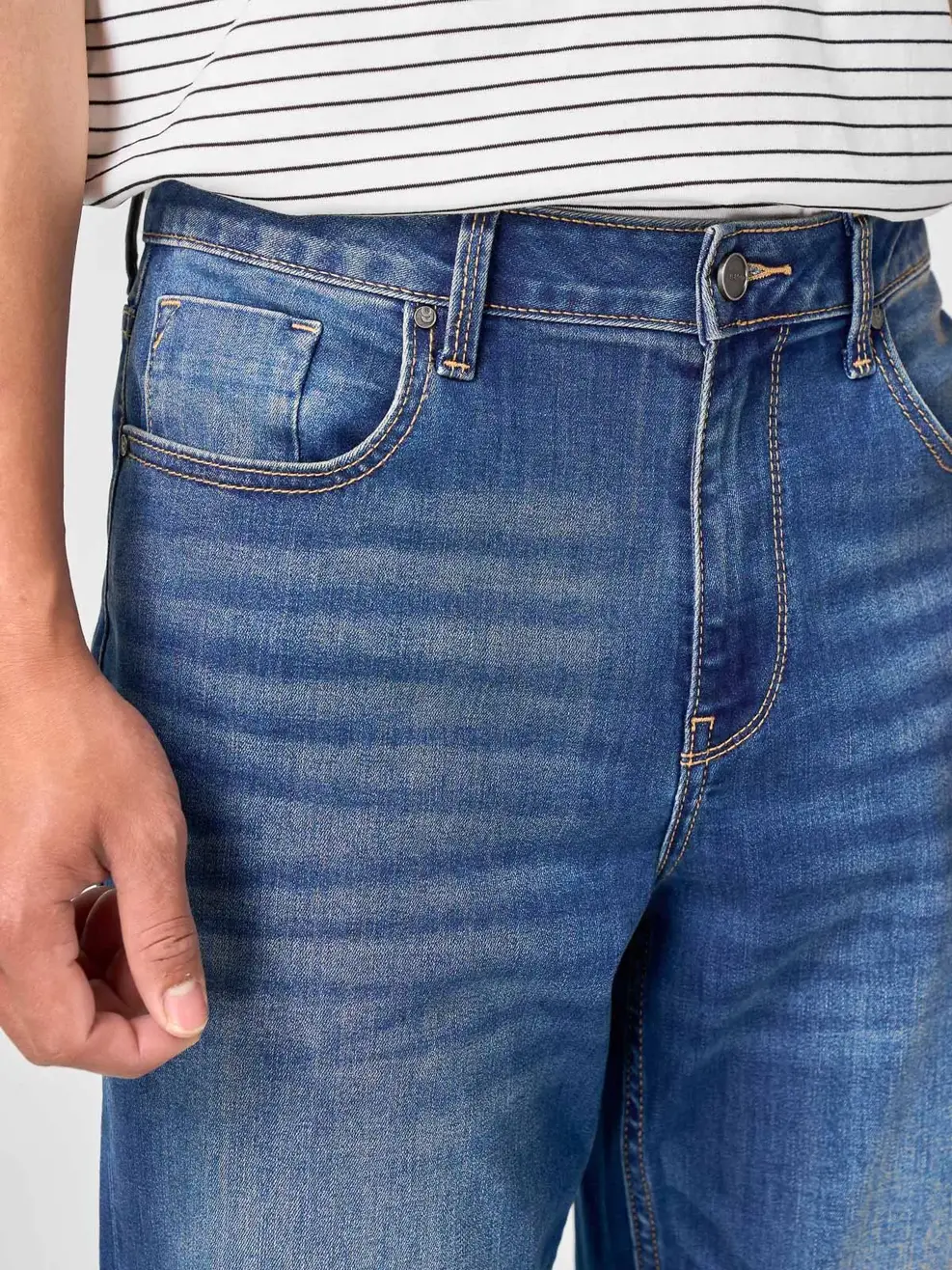 Quần Jeans Nam Regular Siêu Nhẹ Co Giãn - Màu chàm 002 - 28