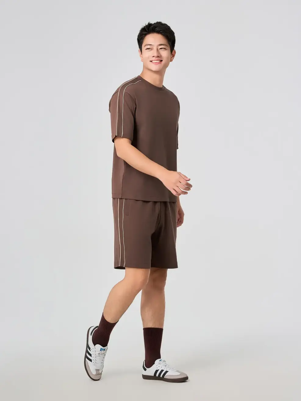 Bộ Đồ Nam Phối Lé - Màu nâu 002 - M