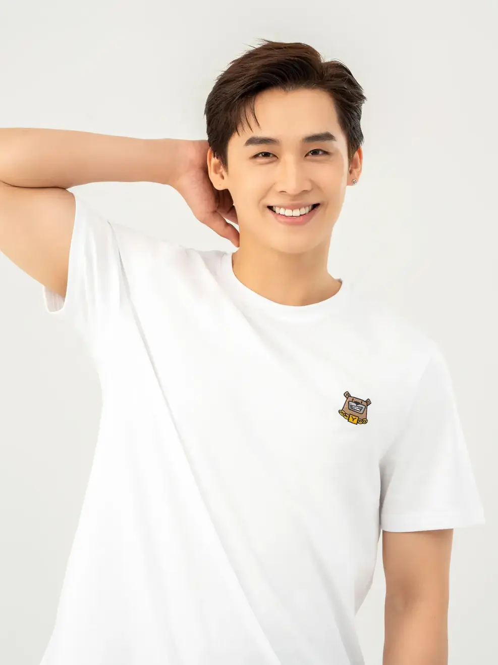 T-shirt Nam Thêu Ngực Bột Ngô - Trắng 1 - M