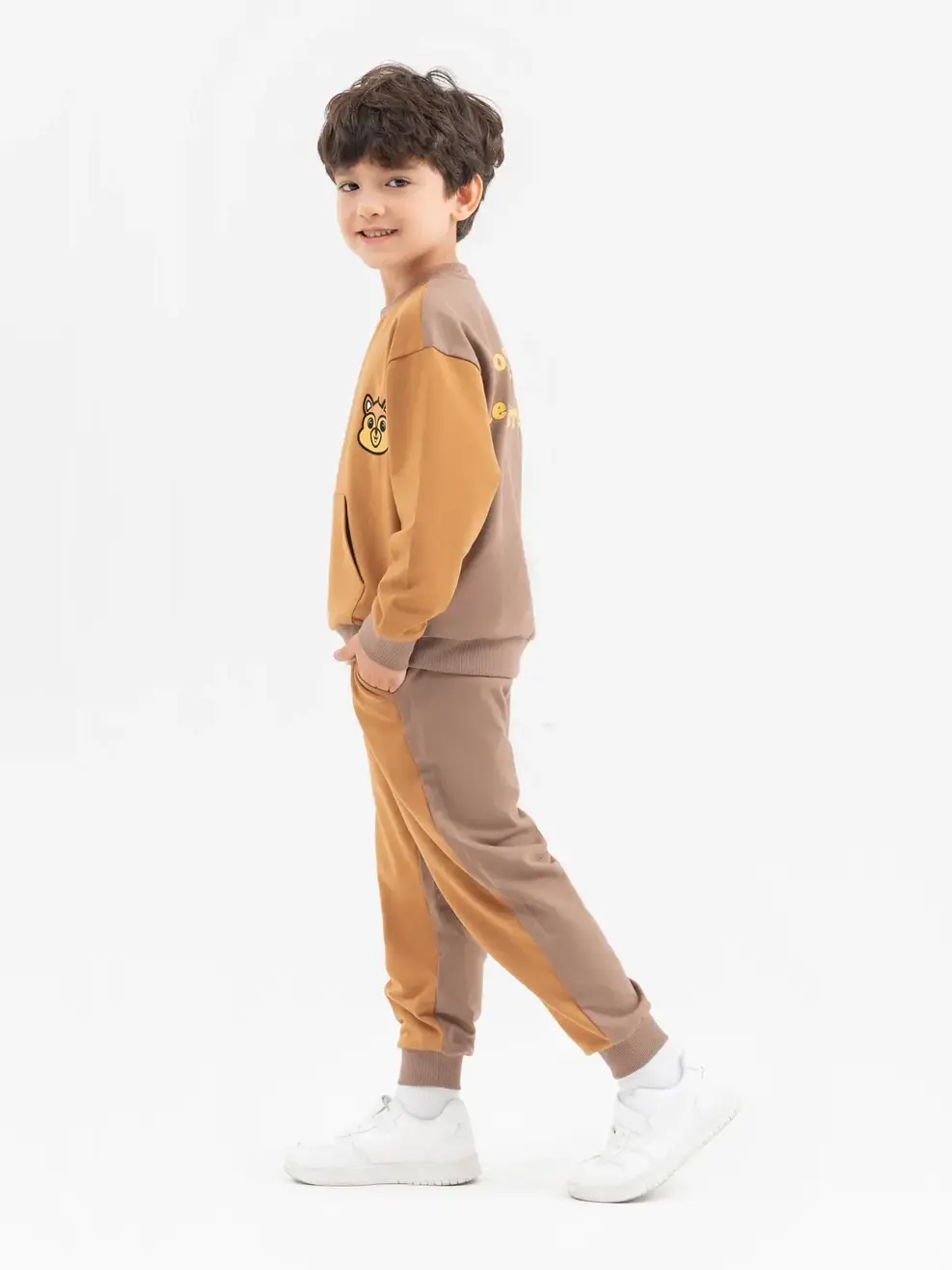 Bộ Đồ Thu Đông Kid Phối Màu Thân - Nâu - 4