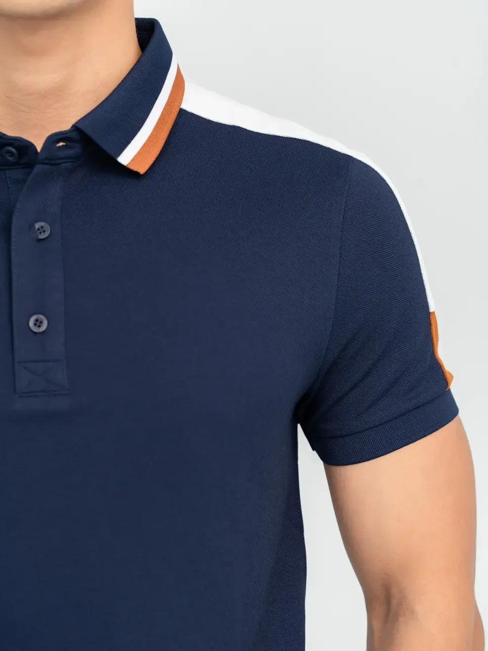 Polo Nam Cafe Phối Vai - Navy - M