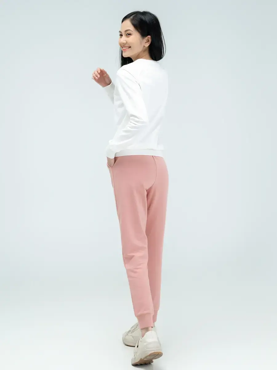 Bộ nữ in logo - Trắng hồng - L