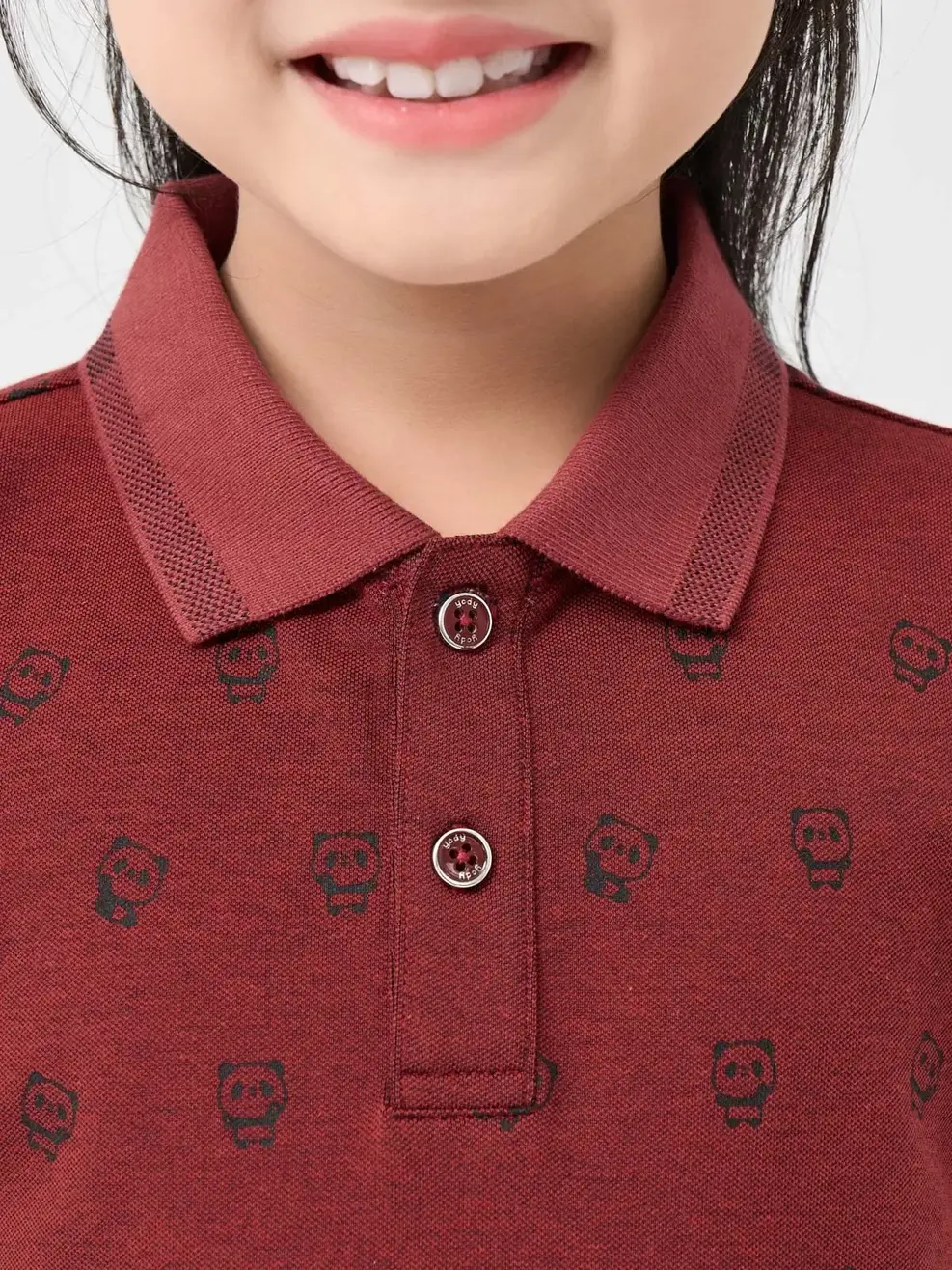 Polo Kid In Tràn Panda - Đỏ - 2