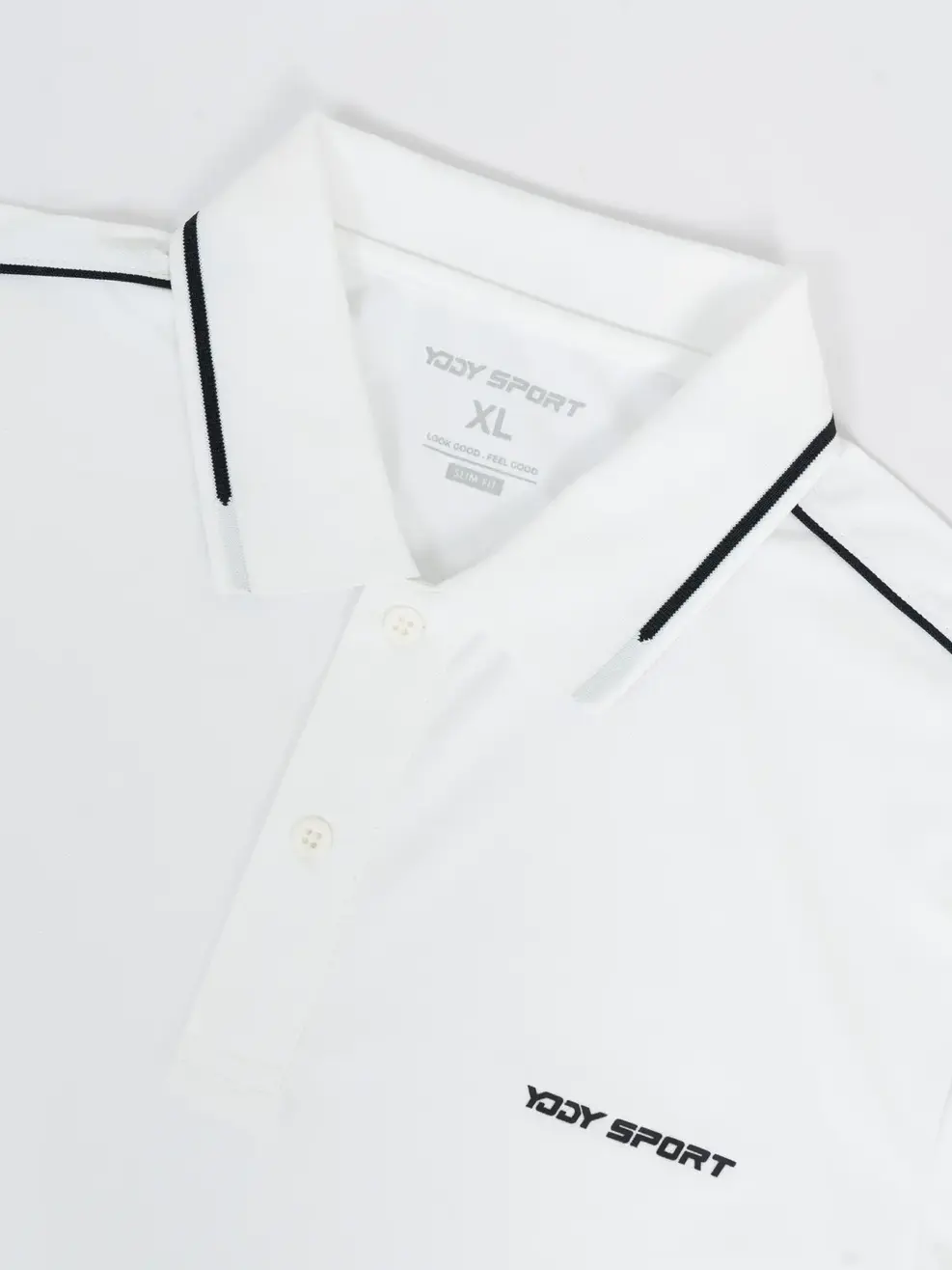 POLO THỂ THAO NAM PHỐI LÉ NỔI BẬT - Trắng - 3XL