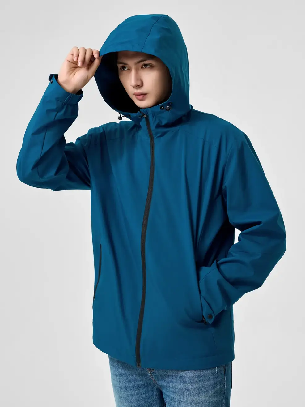 Áo Khoác Nam Mũ Liền Lót Lông - Cổ vịt - M