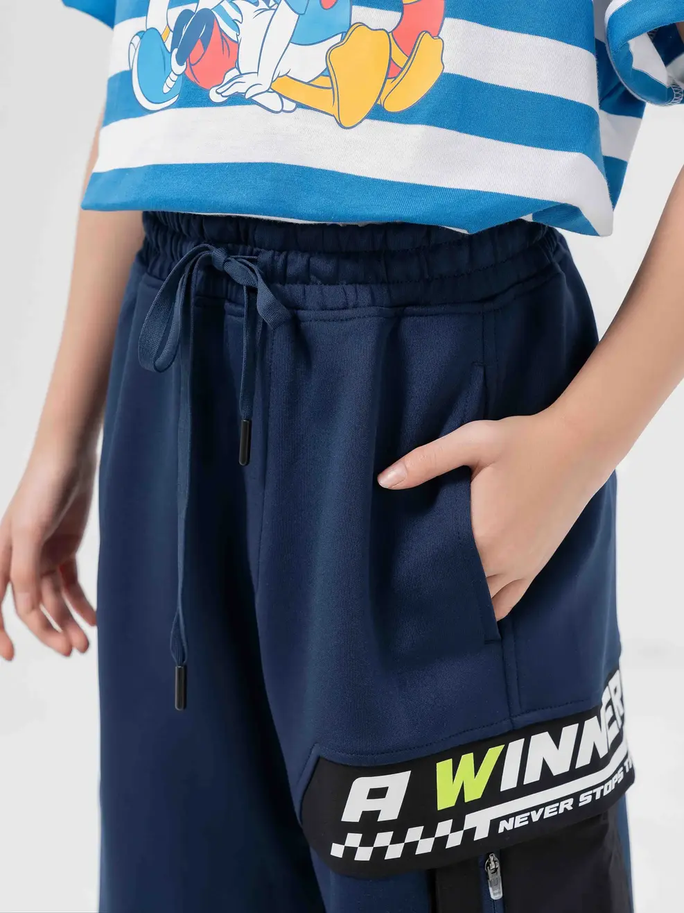 Quần Sooc Bé Trai Khoá Ngang Gối - Navy - 10-11