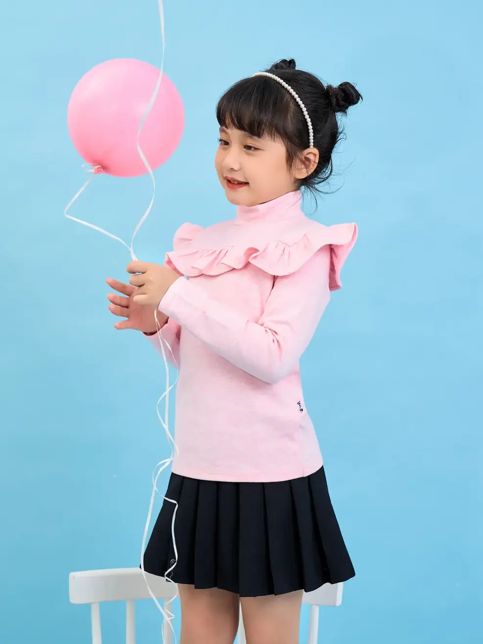 Áo thun kid cổ cao bèo ngực - Hồng - 2