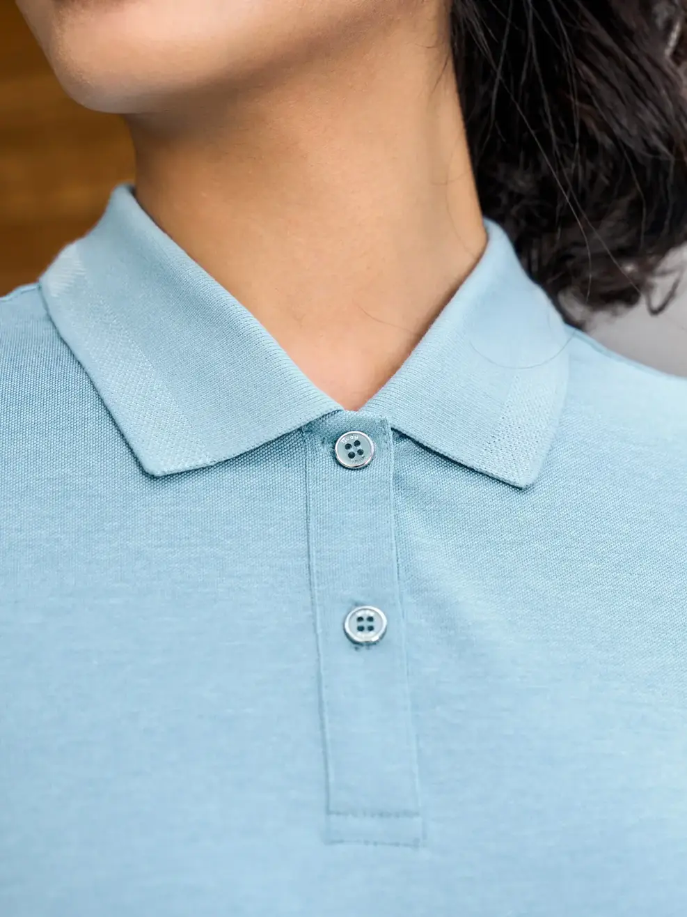 Áo polo nữ mắt chim melange Classic - Xanh Lam - S