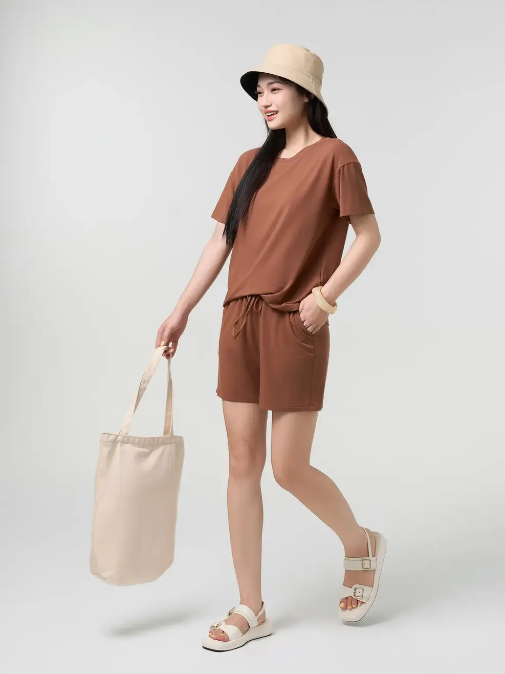 Bộ Đồ Nữ Mặc Nhà Mềm Mại - Nâu 163 - S