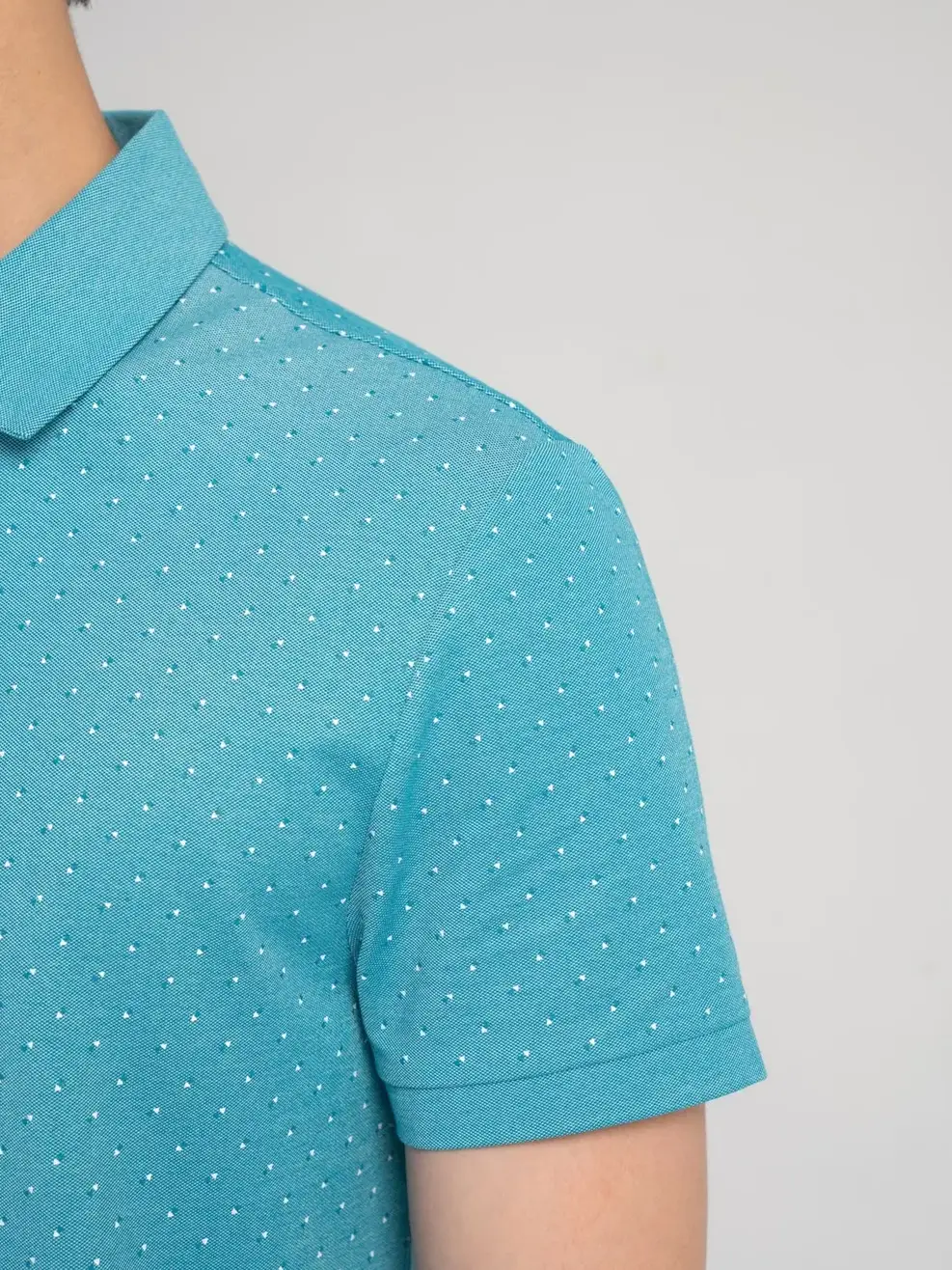 Áo Polo Nam Mắt Chim In Tràn Tam  Giác - Xanh ngọc - M