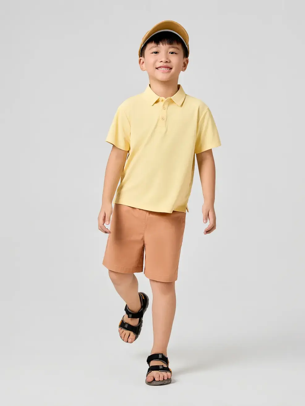 Áo Polo Kids Regular Cổ Ép Có Xẻ Tà -  Vàng 064 - 104