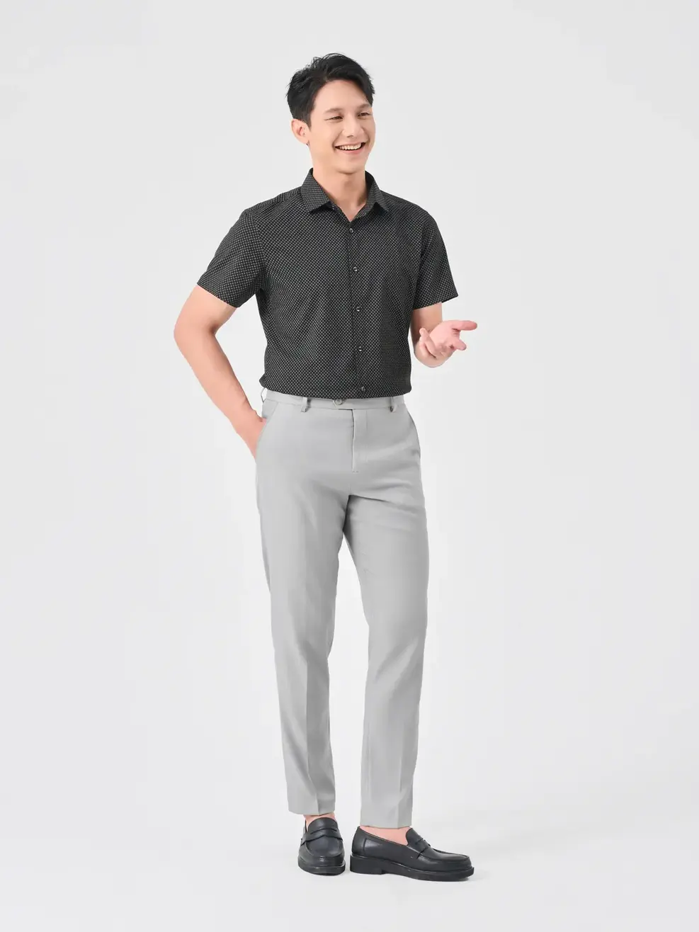 Sơ Mi Cộc Tay Nam Bamboo Hoạ Tiết - Đen - M