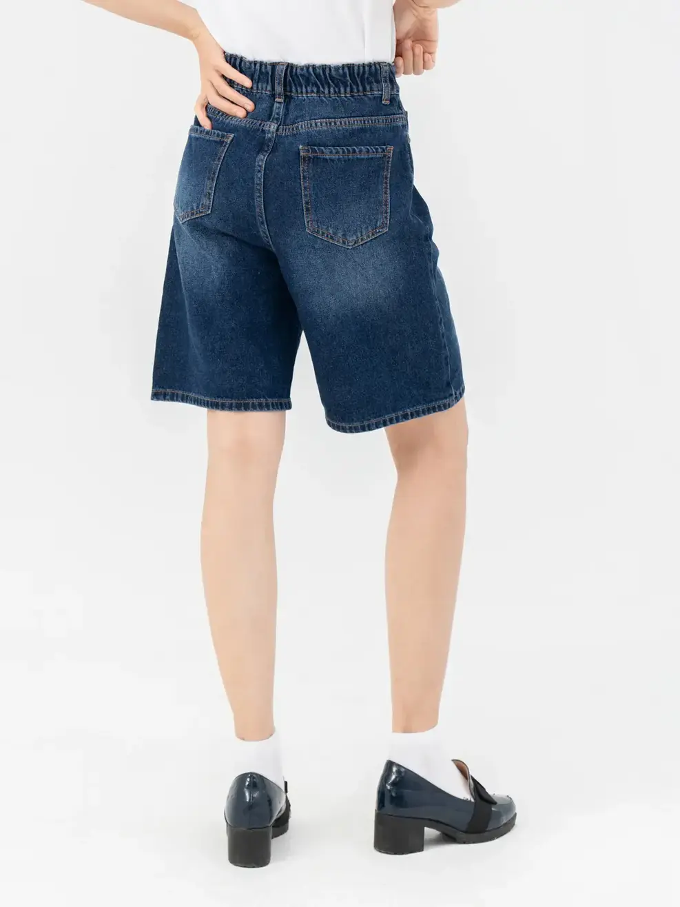 Quần Short Jeans Bermuda Lưng Cao (SJN3052) - Màu chàm 001 - 29