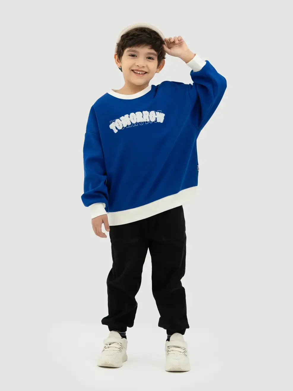 Áo Nỉ Trẻ Em Thêu Chữ Tomorrow - Xanh coban - 2