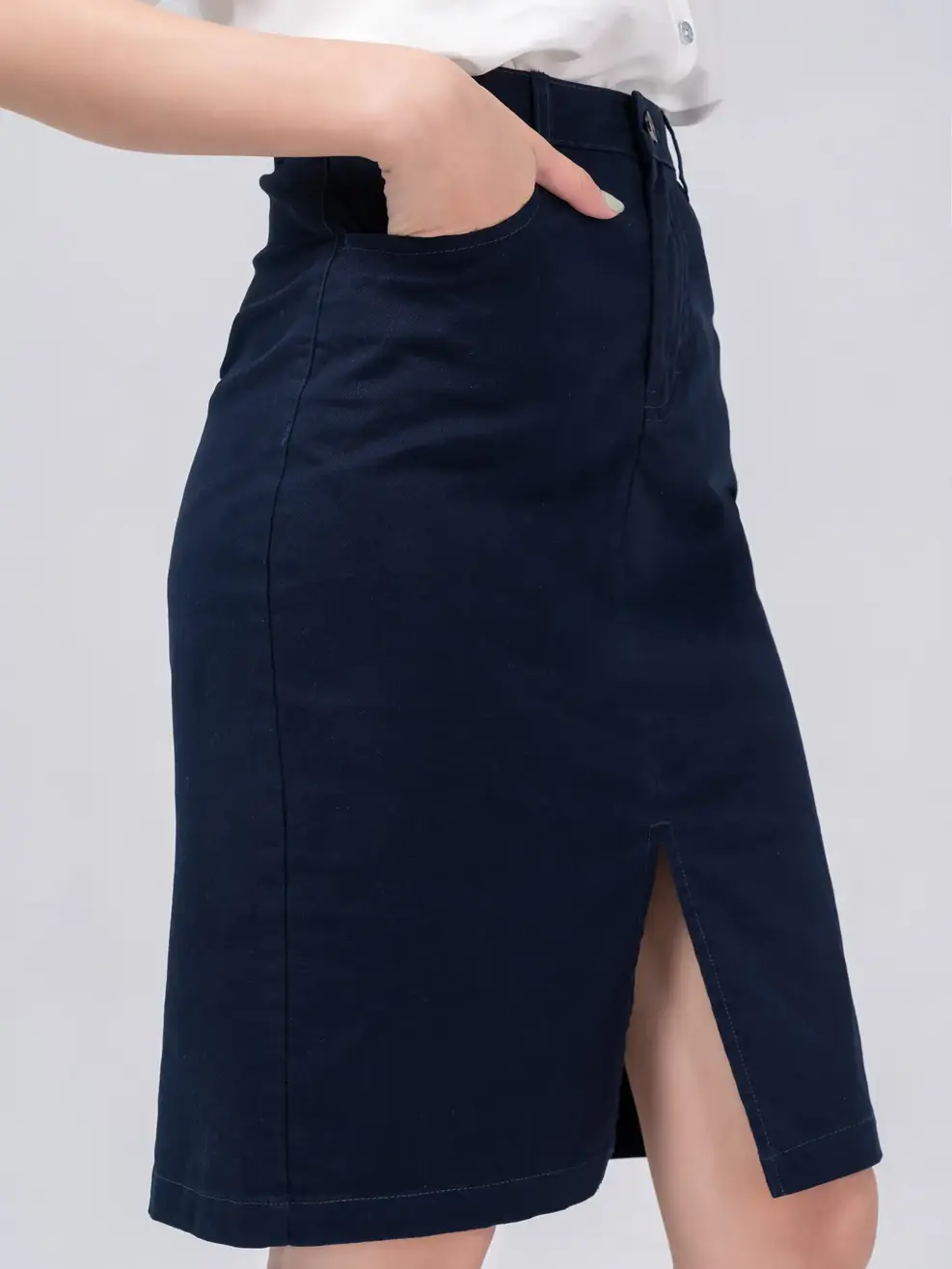 Chân ôm dài khaki xẻ - Tím than - 28