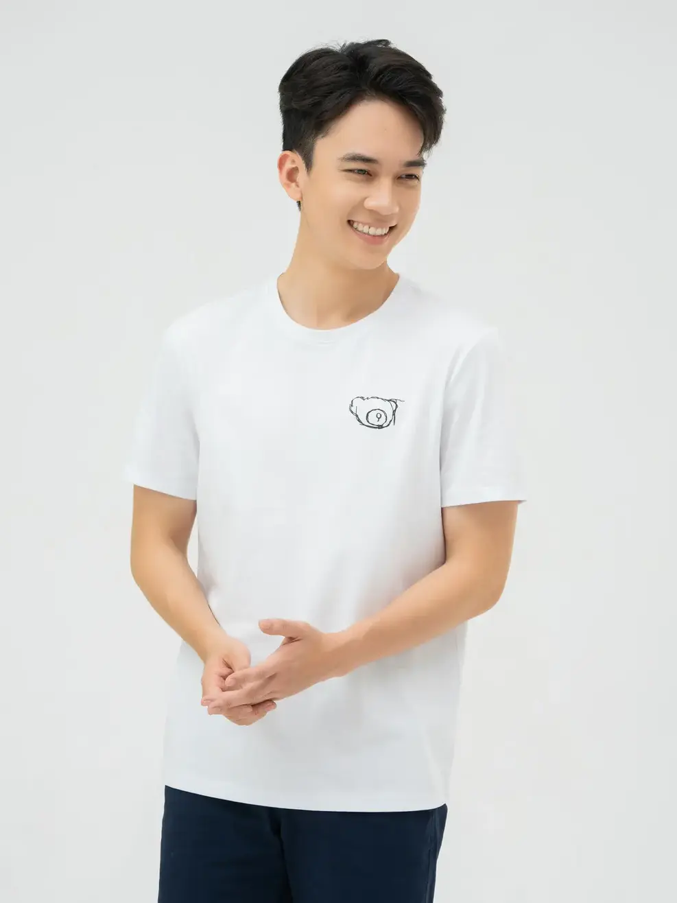 T-shirt Nam In Gấu Bột Ngô - Trắng 1 - M