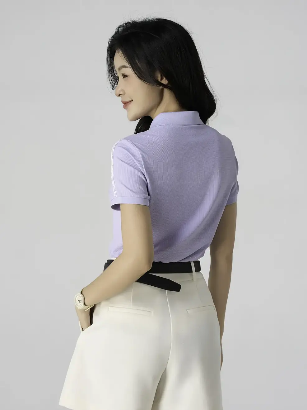 Áo Polo Phối Dây Dệt Vai - TÍM 051 - M