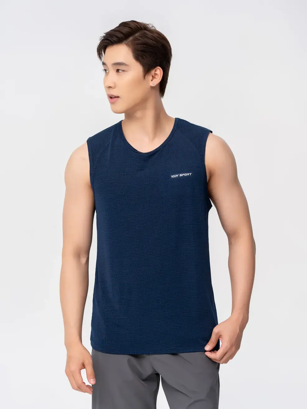 T-shirt Thể Thao Nam In 2 Kẻ Lưng - Xanh tím than - M