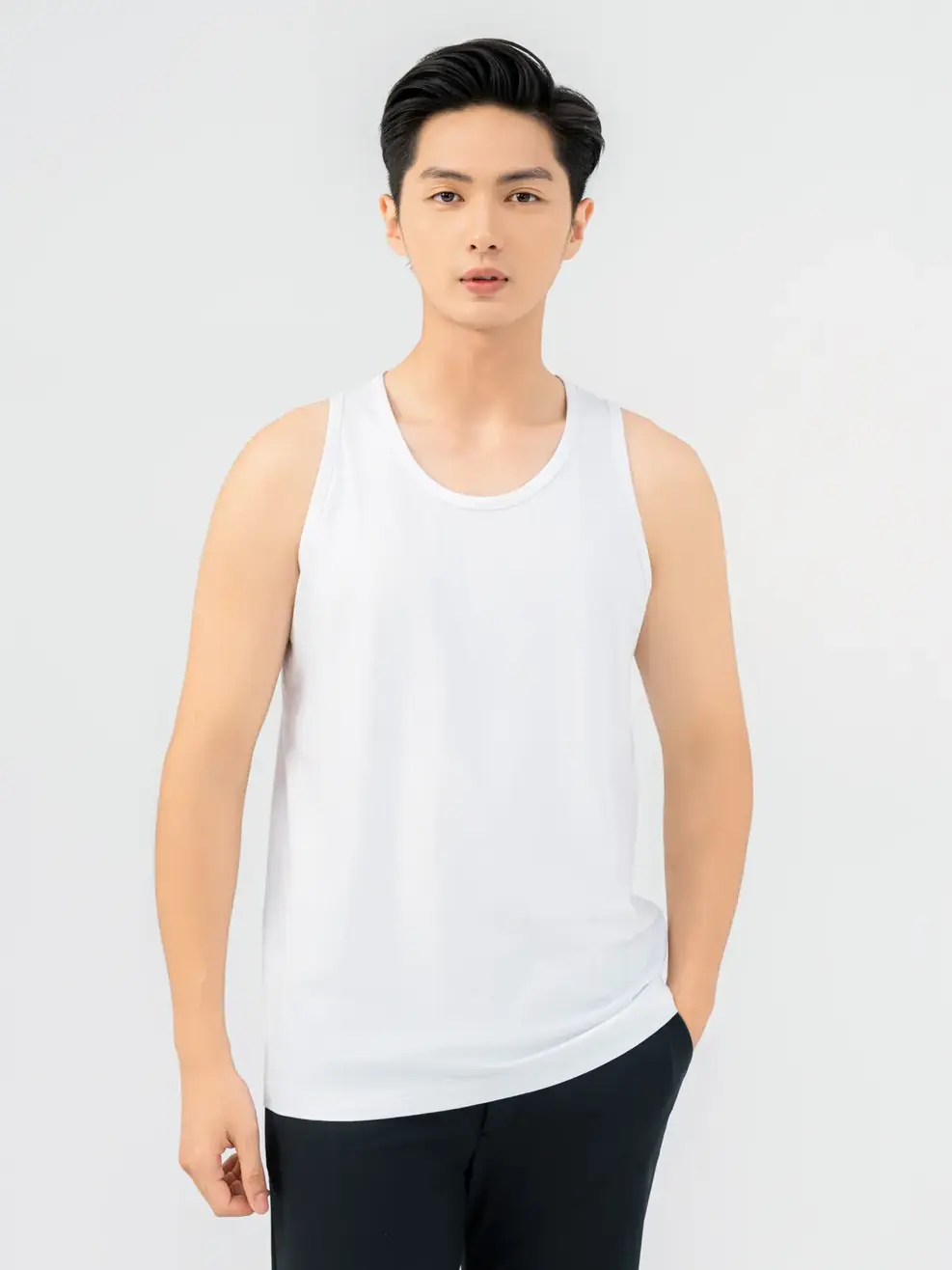 Ba Lỗ Nam Cơ Bản Gấu Thêu Slogan - Trắng - M