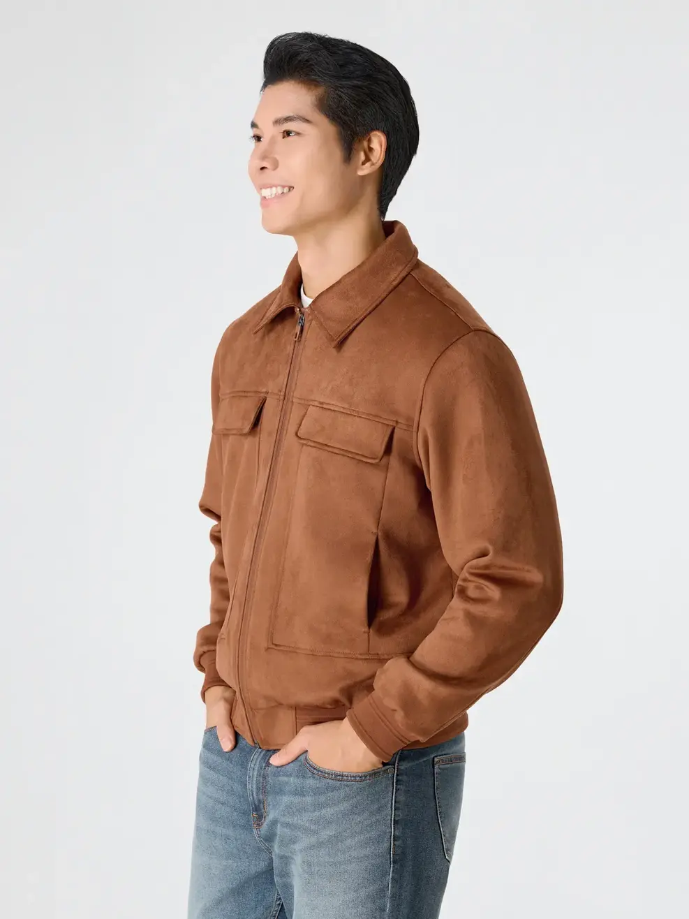 Áo Khoác Nam Da Lộn - Nâu 169 - M