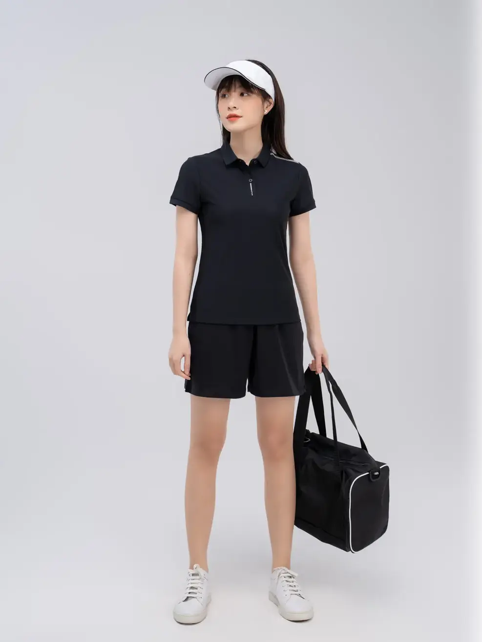 Polo thể thao nữ airycool - Đen - S