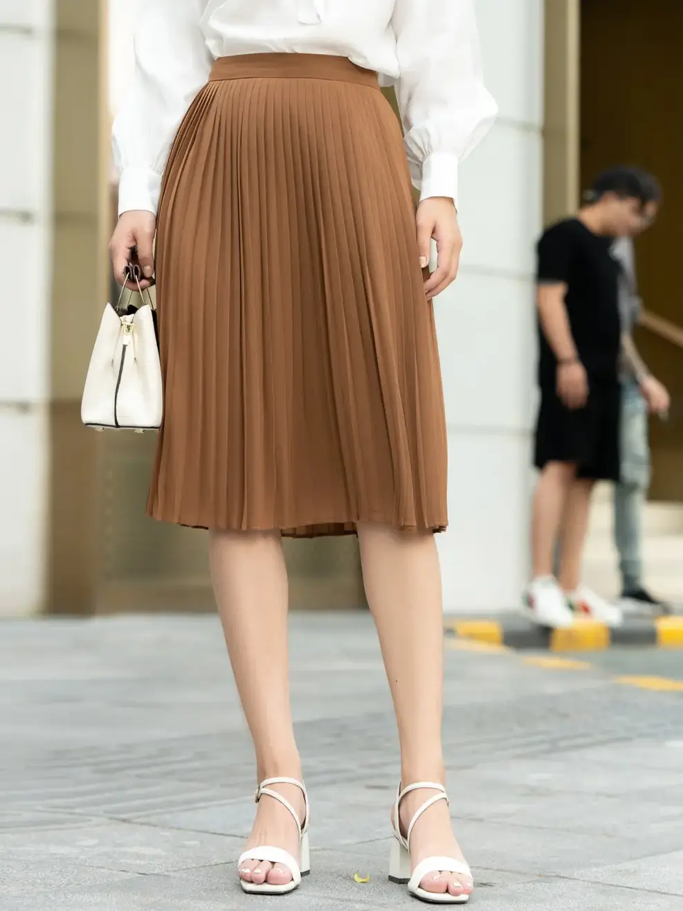 Chân Váy Nữ Dập Ly - Nâu - S