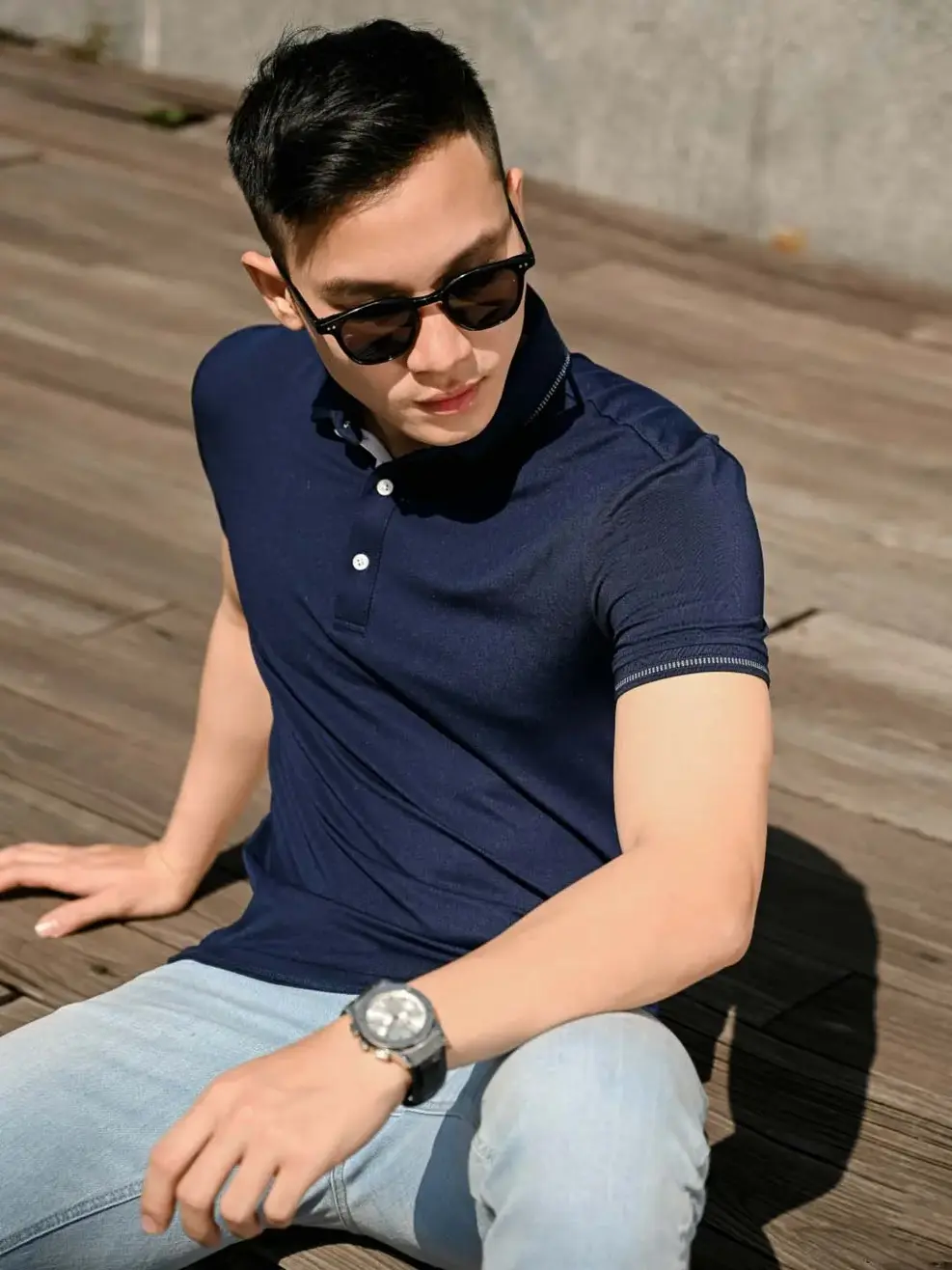 Áo polo nam Coolmax - Tím than - S