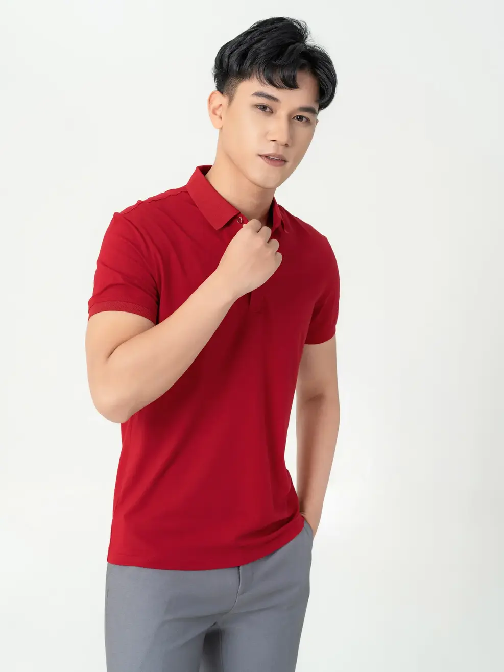 Áo polo nam pima 1 - Đỏ đô - 4XL