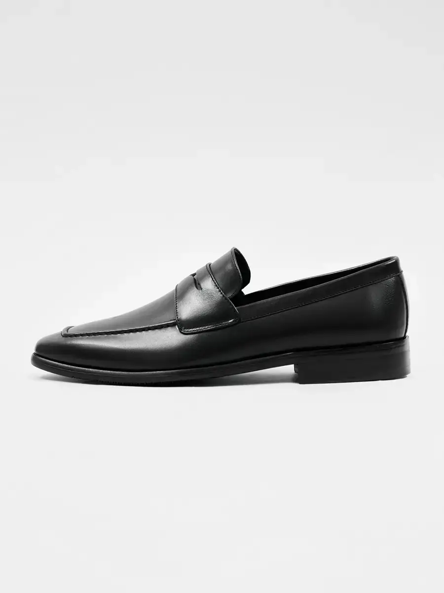 Giầy nam penny loafer da bò nappa cao cấp - Đen - 39