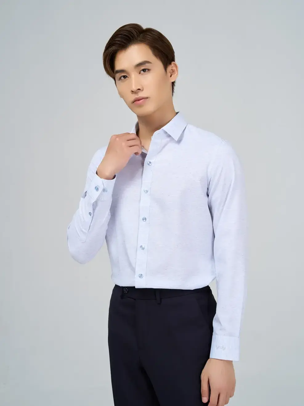 Sơ mi nam hàu dài tay - Xanh đậm - M