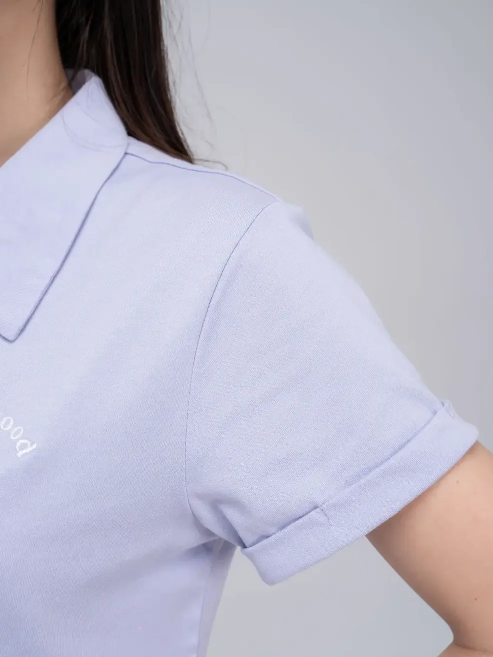 Bộ đồ nữ cổ thêu logo - Tím - M