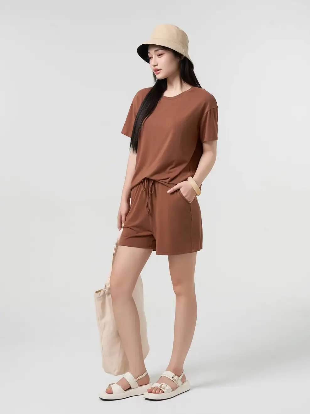 Bộ Đồ Nữ Mặc Nhà Mềm Mại - Nâu 163 - S