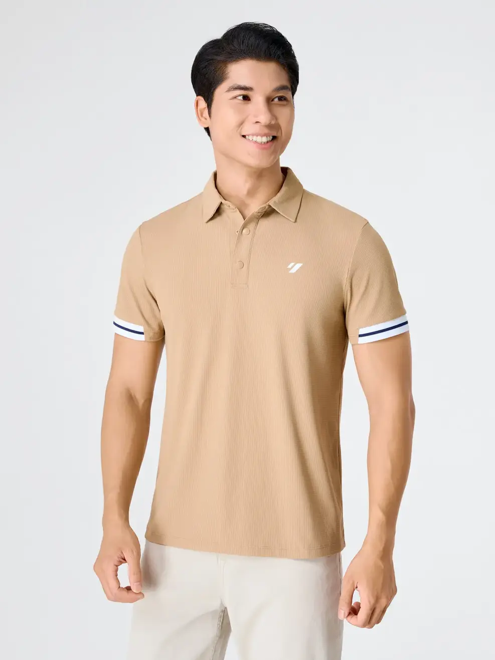 Áo Polo Nam Thể Thao Phối Bo Tay - Màu nâu 019 - S