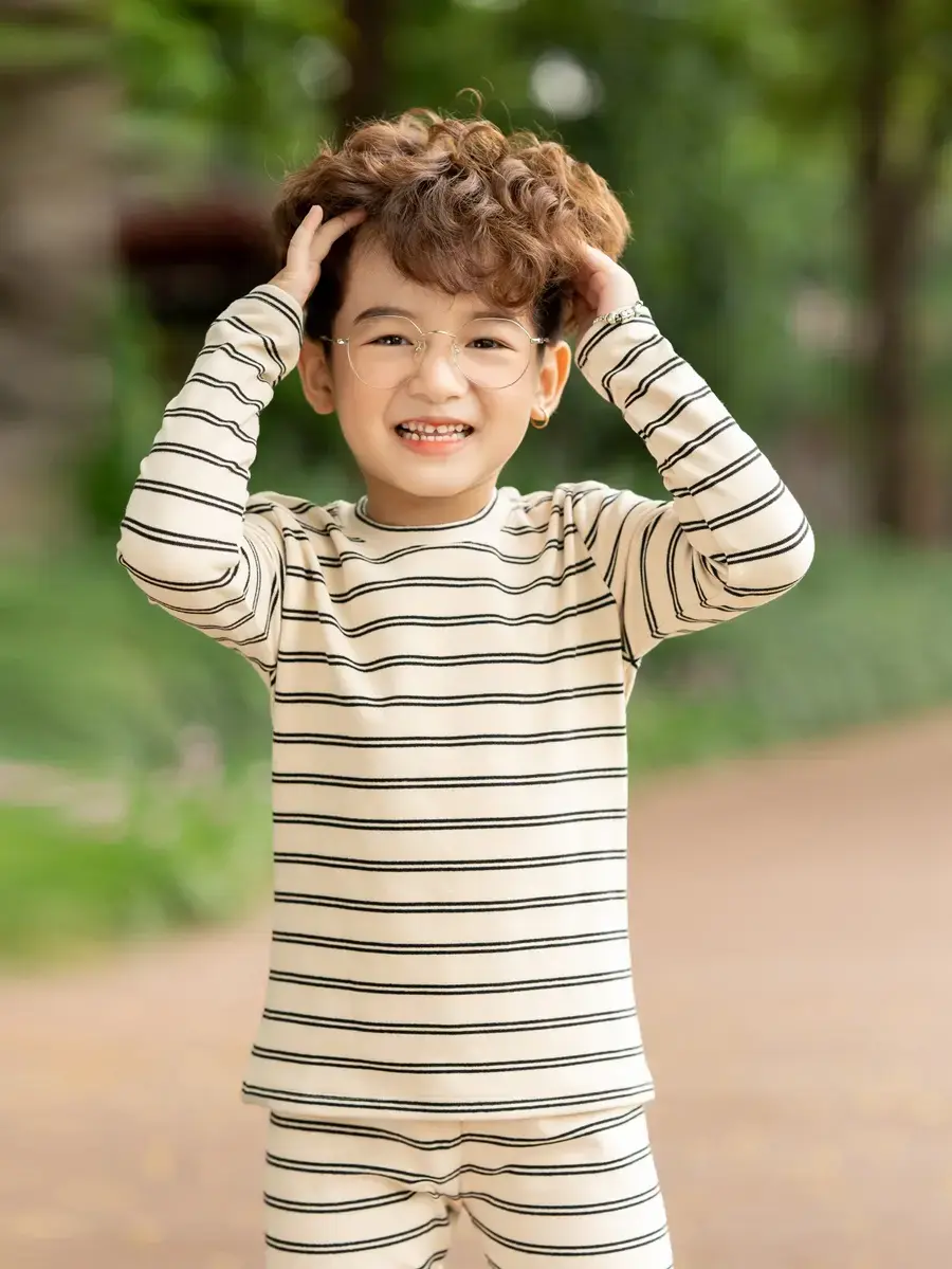 Bộ đồ trẻ em kẻ dáng ôm - Be 2 - 8