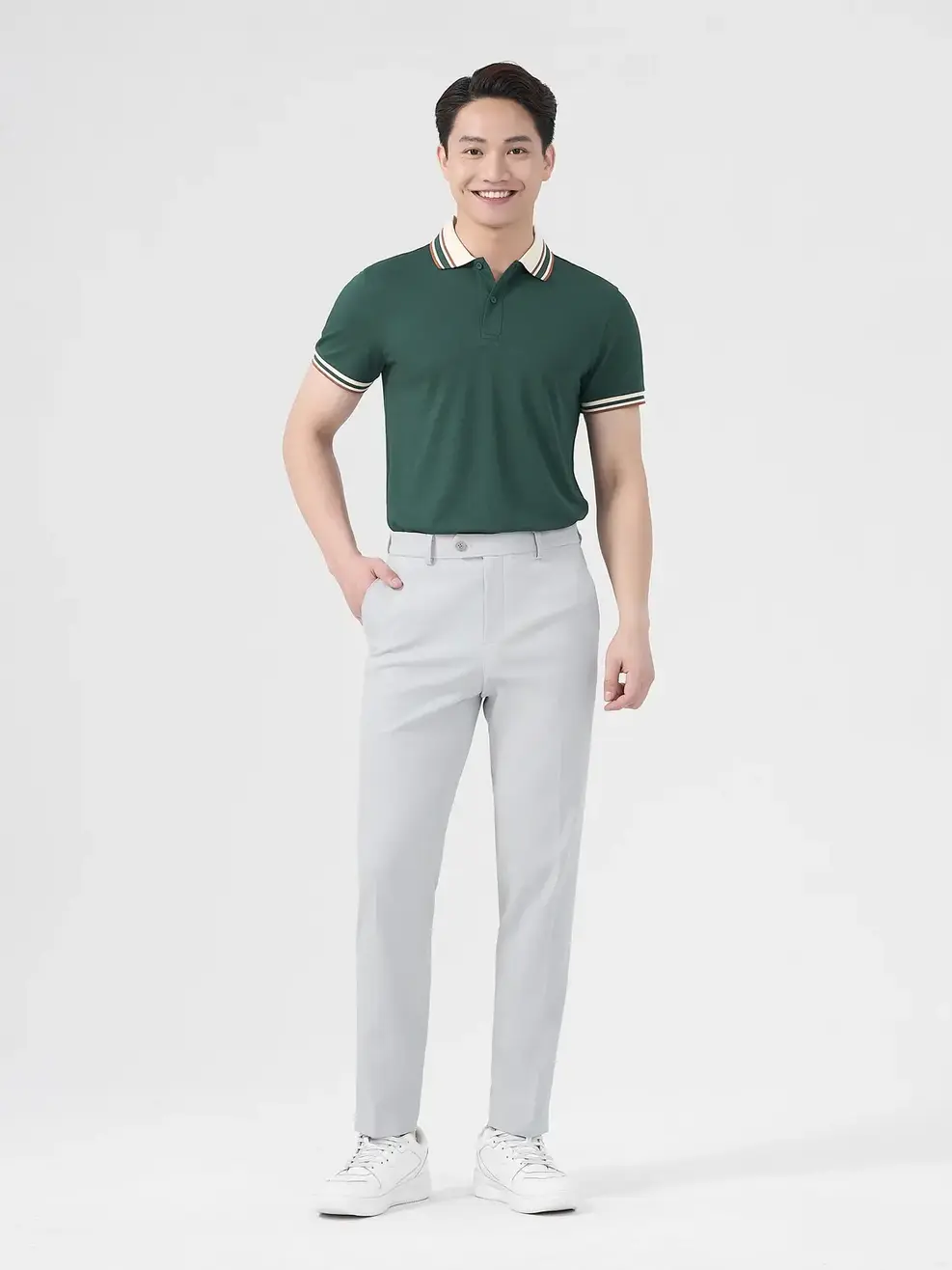 Áo Polo Nam Bo Cổ Phối Màu (APM7213) - XANH 067 - M