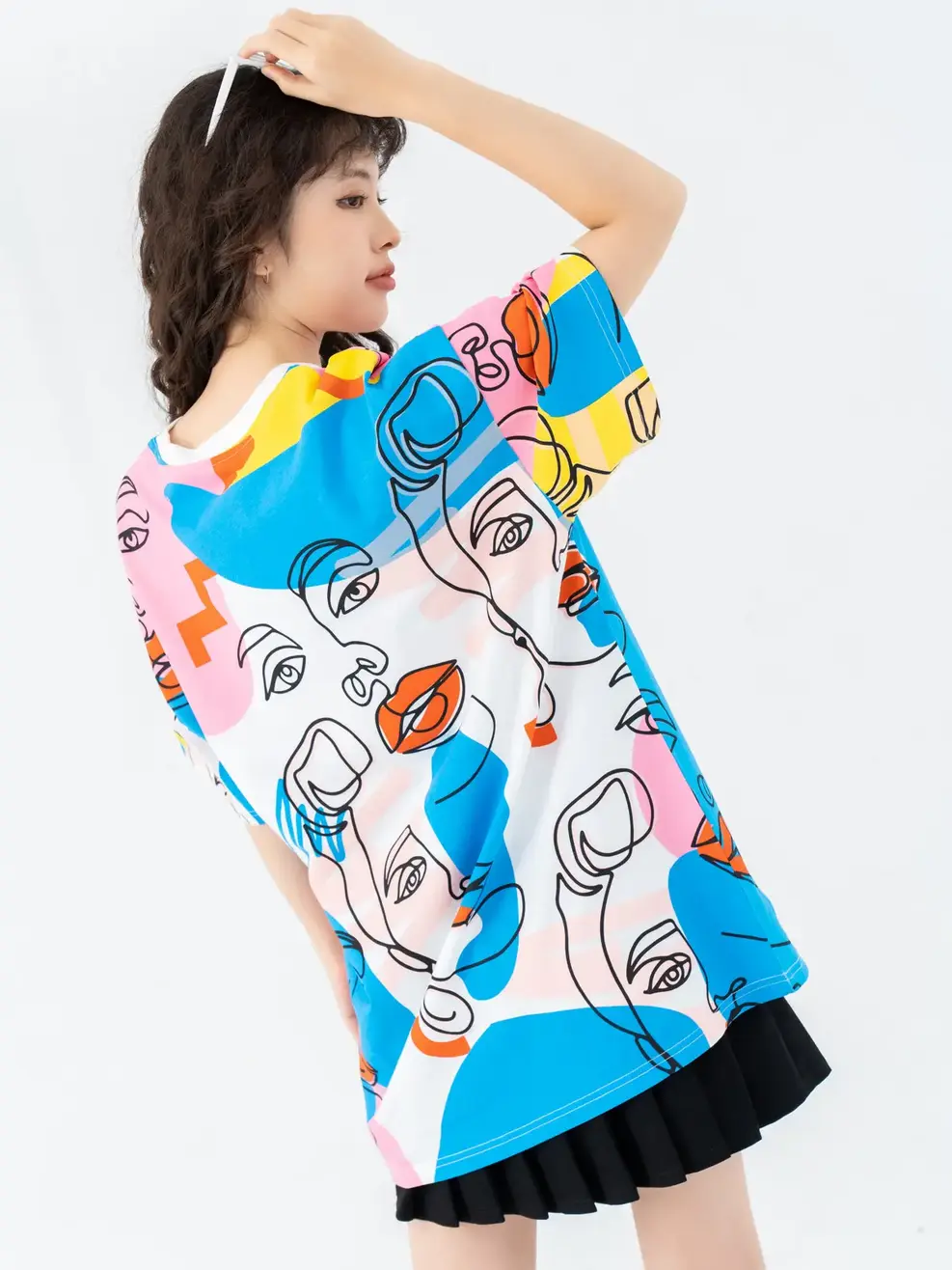 T-shirt Nữ In Tràn Cô Gái Cotton Usa - Trắng 1 - F