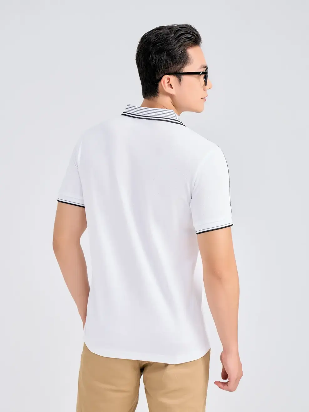 Polo Nam Bo Kẻ - Trắng. - 3XL