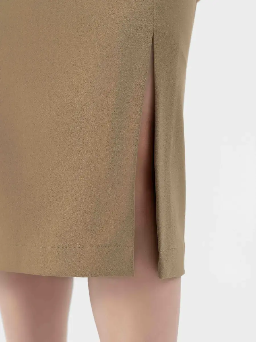 Chân Váy Nữ Cơ Bản Ôm Xẻ Đùi - Kaki - S