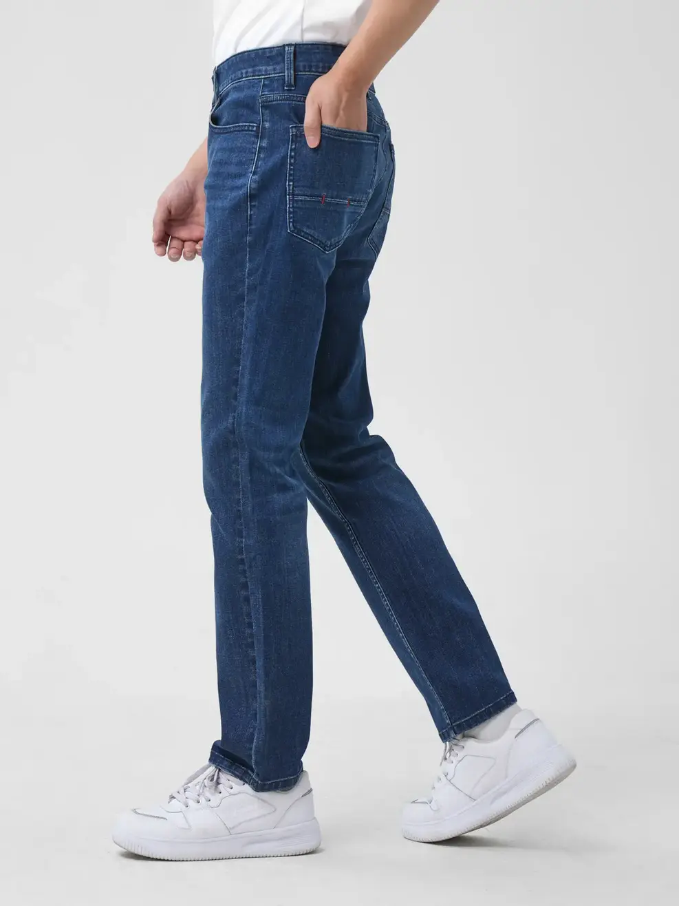 Quần Jeans Nam Slim Coolmax Mác Dệt Túi Sau - Xanh đậm - 28