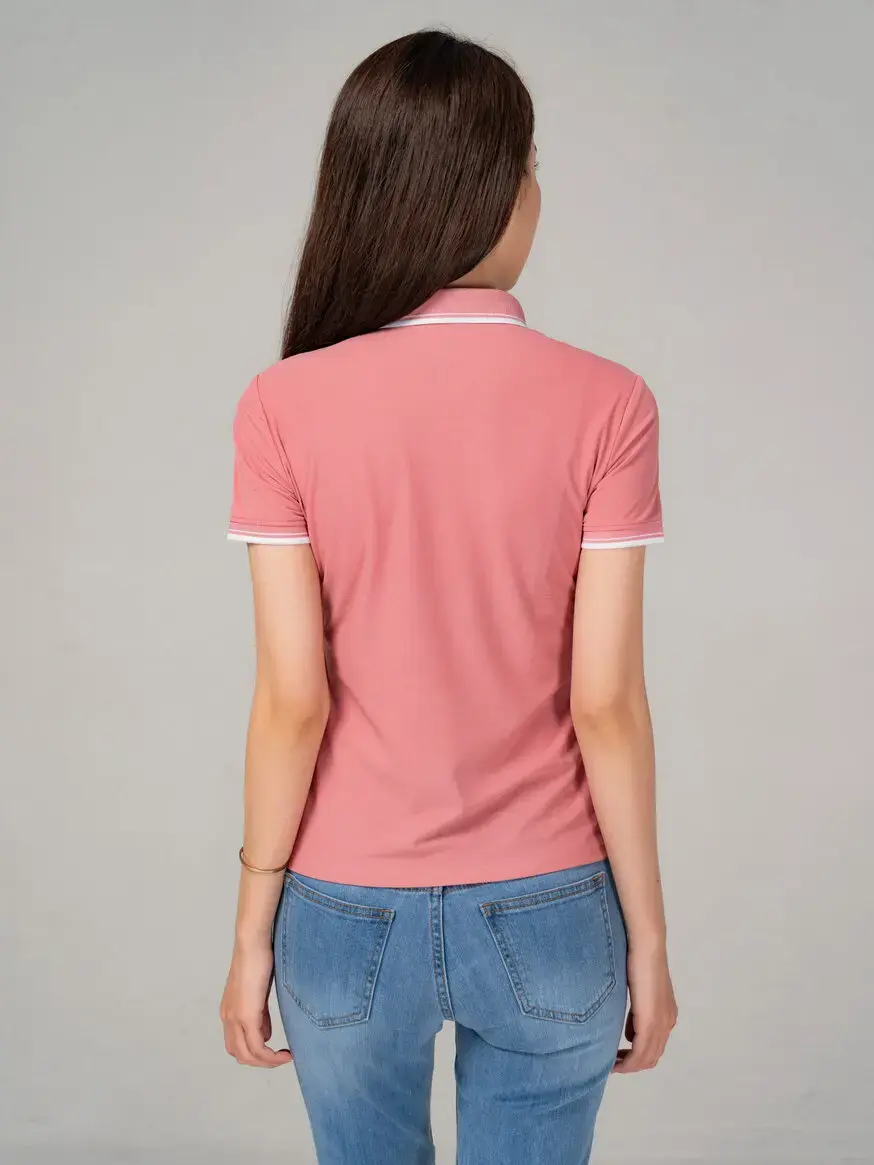 Áo polo nữ airy cool bo kẻ - Hồng - S